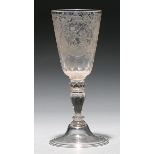A German goblet,  18th c, the faceted,