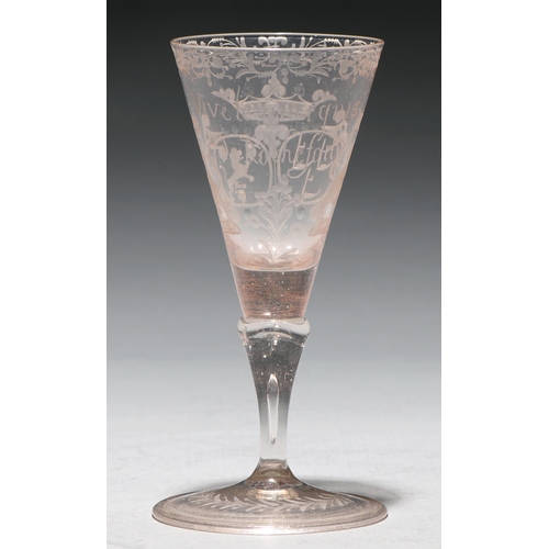 A German wine glass, 18th c, soda