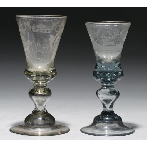 Two Bohemian glass goblets, late
