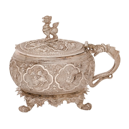 A Burmese silver repousse mustard