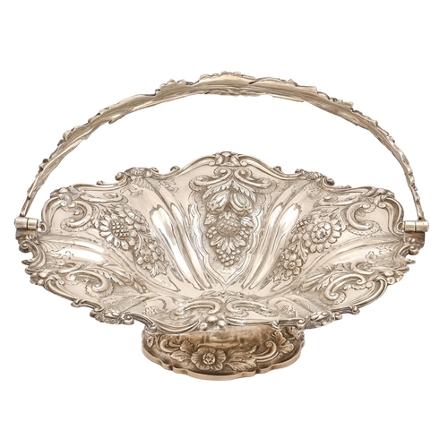 A Victorian silver basket, chased