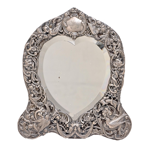 A Victorian heart shaped silver