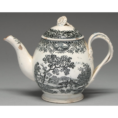 A pearlware teapot and cover, probably