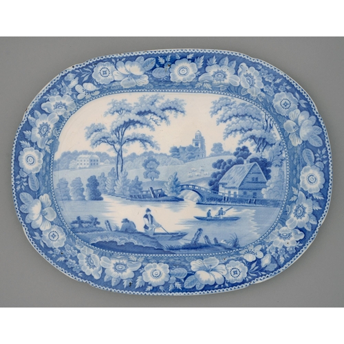 An English blue printed earthenware