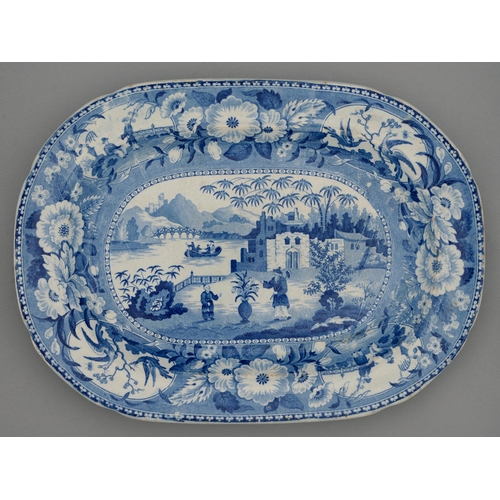 An English blue printed earthenware