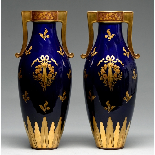 A pair of French cobalt blue and