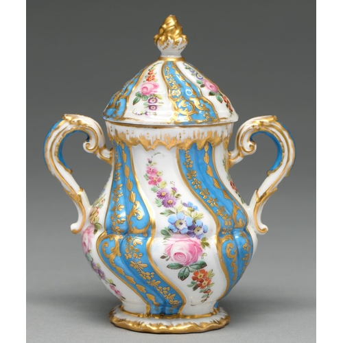 A Sevres style wrythen fluted vase