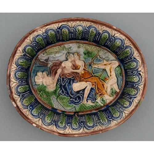 A Palissy ware footed oval dish,19th