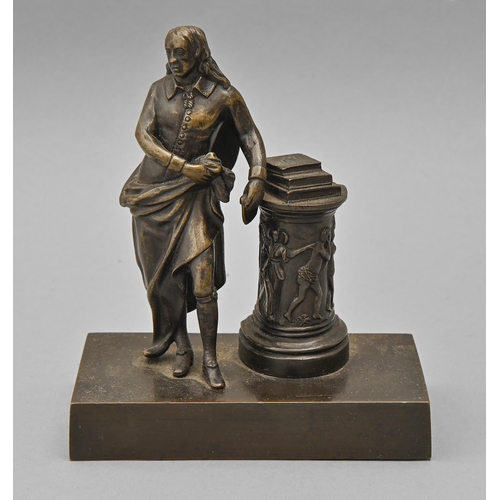 A bronze statuette of John Milton, derived