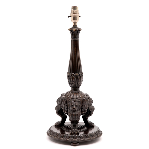 A bronze lamp, in Empire style,
