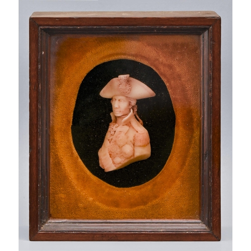 A tinted wax portrait relief of