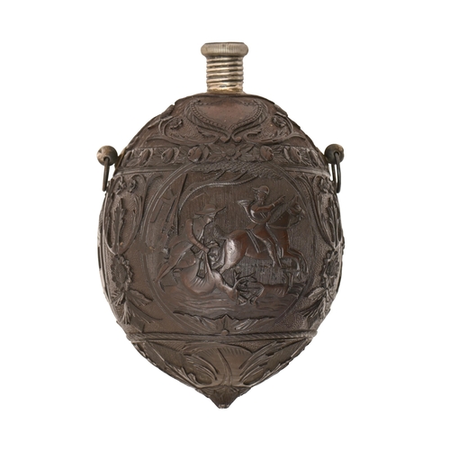 A coconut flask,  probably French,