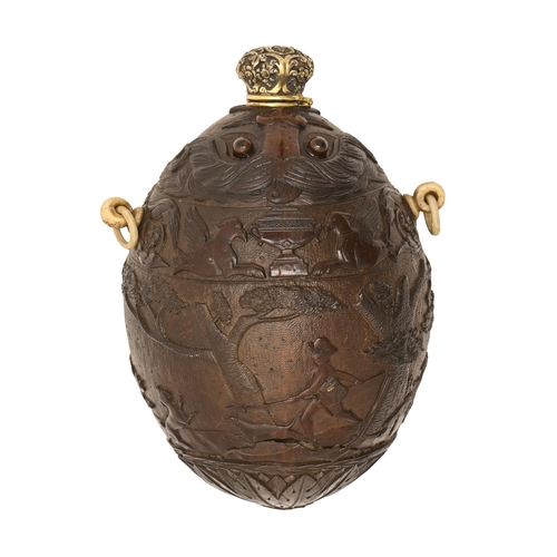 A coconut flask, probably French, late
