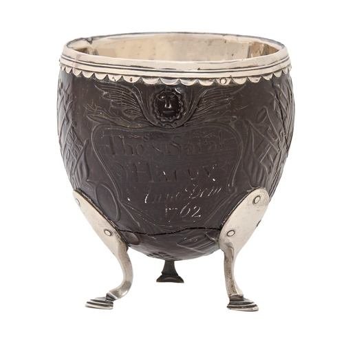 An English silver mounted coconut,