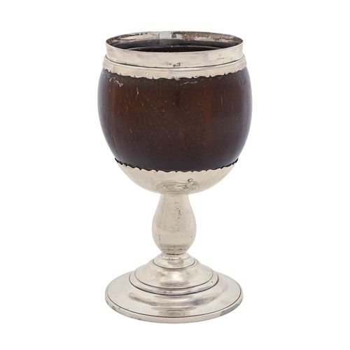 A silver mounted coconut cup, 18th in
