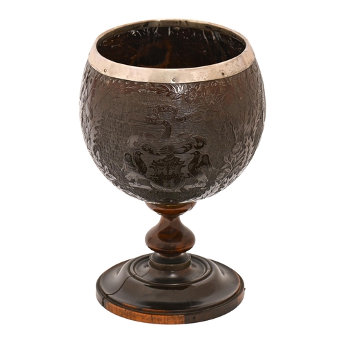 A silver mounted coconut cup, Scottish,