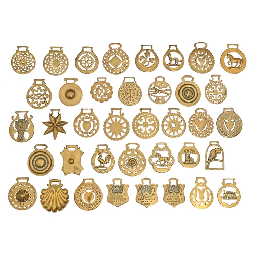 Thirty-eight horse brasses,  mainly