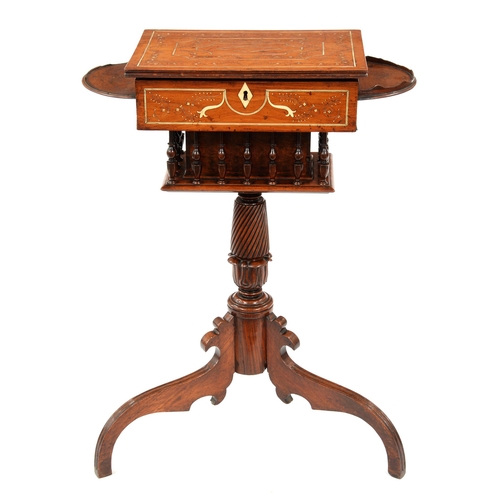 A Continental bone-inlaid walnut,