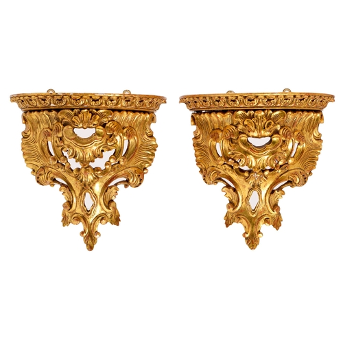 A pair of giltwood wall brackets,