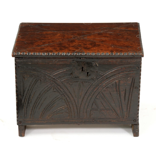 A Charles I boarded oak chest,