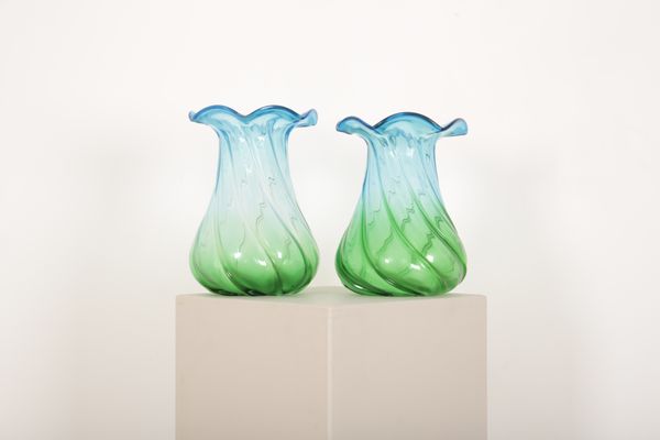 A LARGE MATCHED PAIR OF ART GLASS