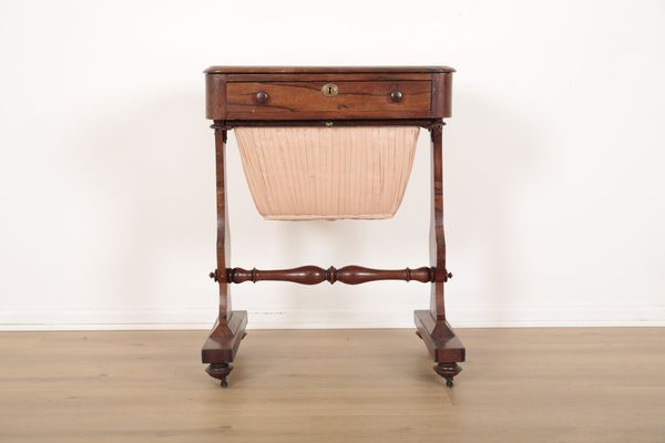 A WILLIAM IV ROSEWOOD SEWING TABLE with