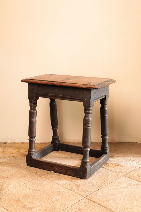 A CHARLES II OAK JOINED STOOL the