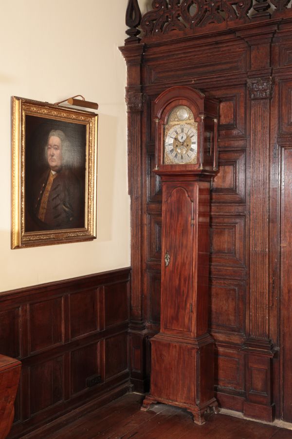 A GEORGE II MAHOGANY LONGCASE CLOCK