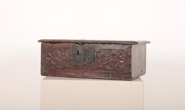 A CARVED OAK BIBLE BOX 17th century,