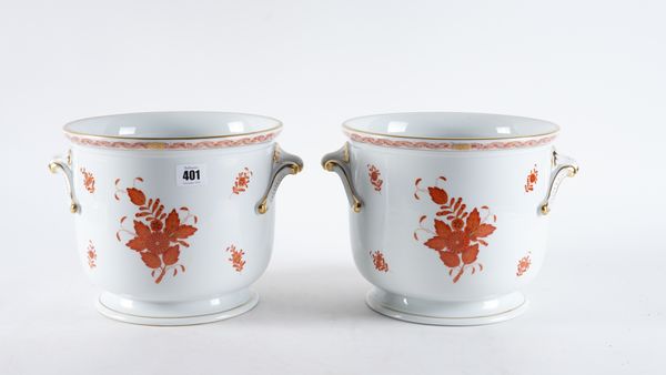 A PAIR OF HEREND PORCELAIN U-SHAPED