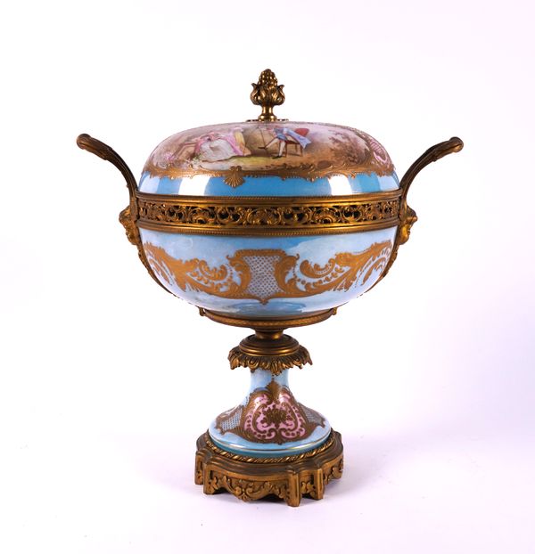 A SEVRES STYLE GILT-METAL MOUNTED