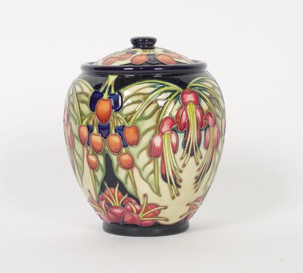 A MOORCROFT OVOID JAR AND COVER