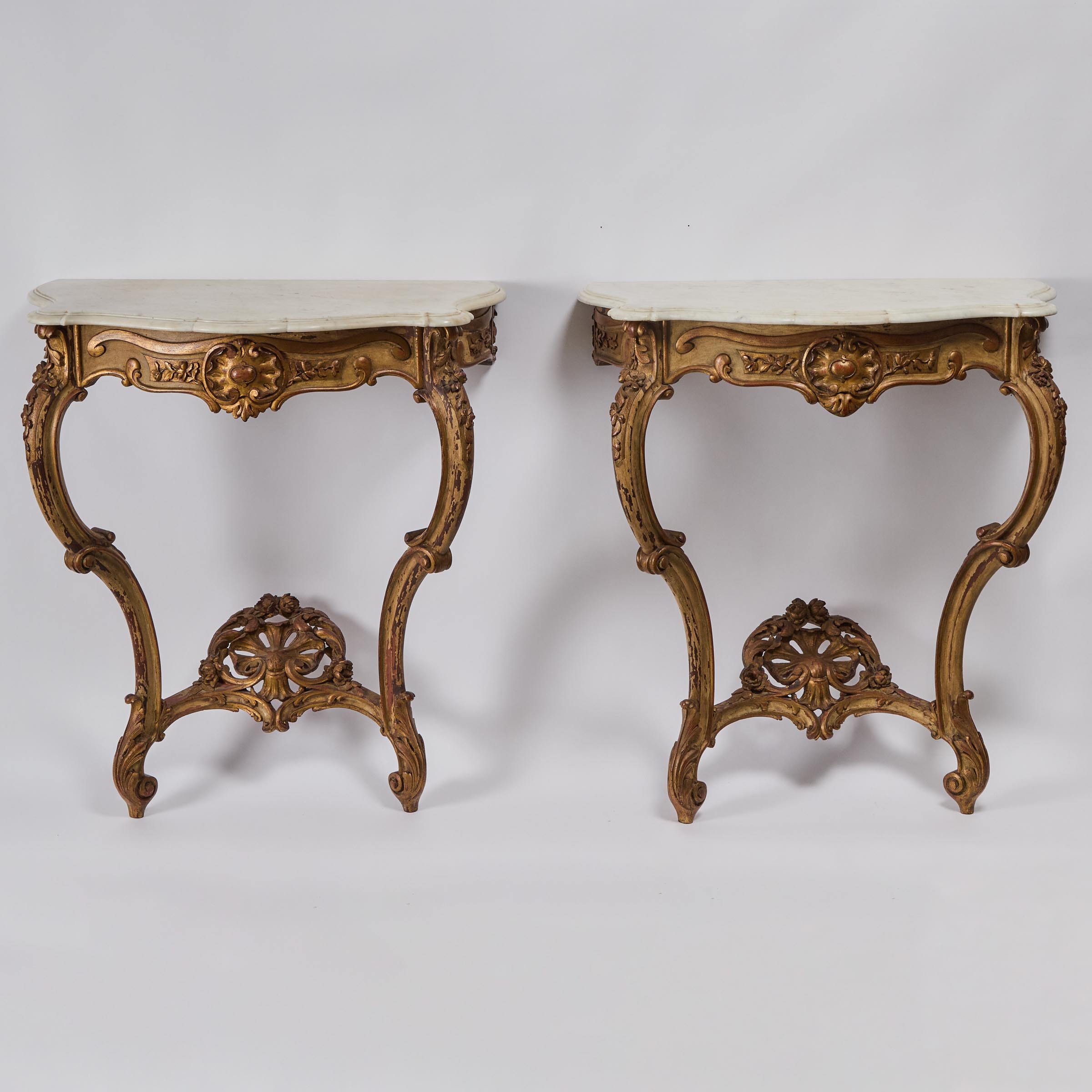 Pair of Rococo Style Parcel Gilt