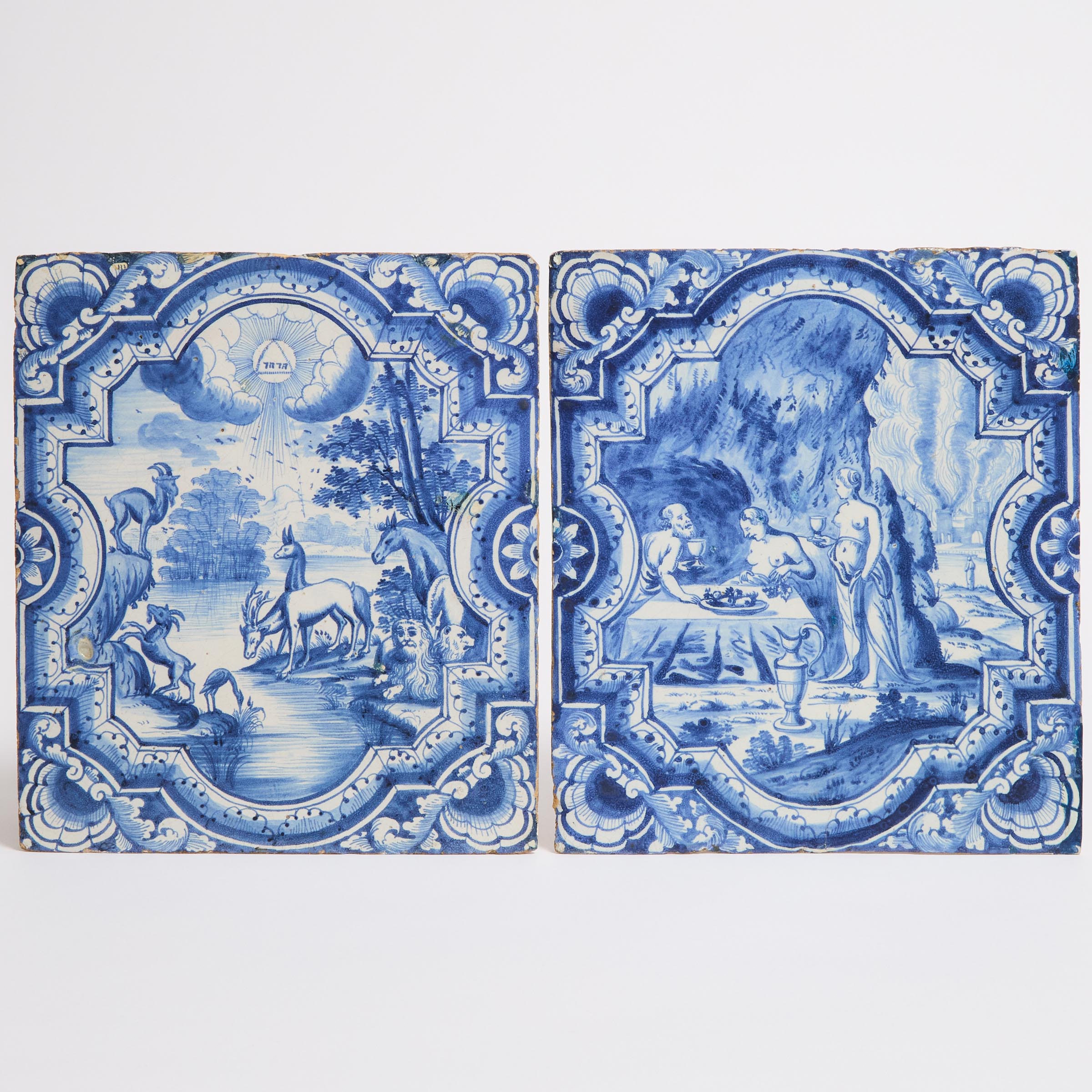 Two Delft Blue and White Rectangular