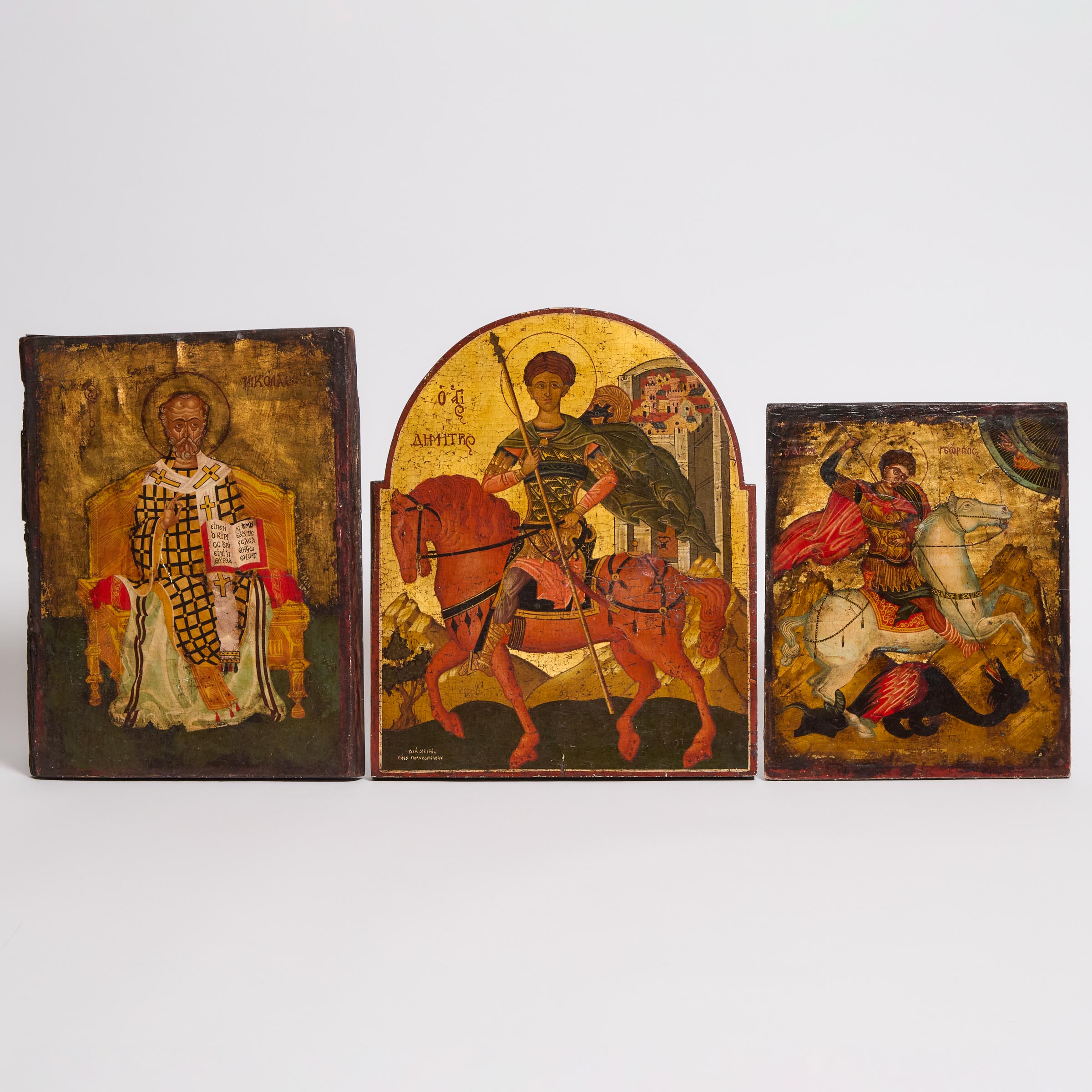 Three Greek Orthodox Icons, mid