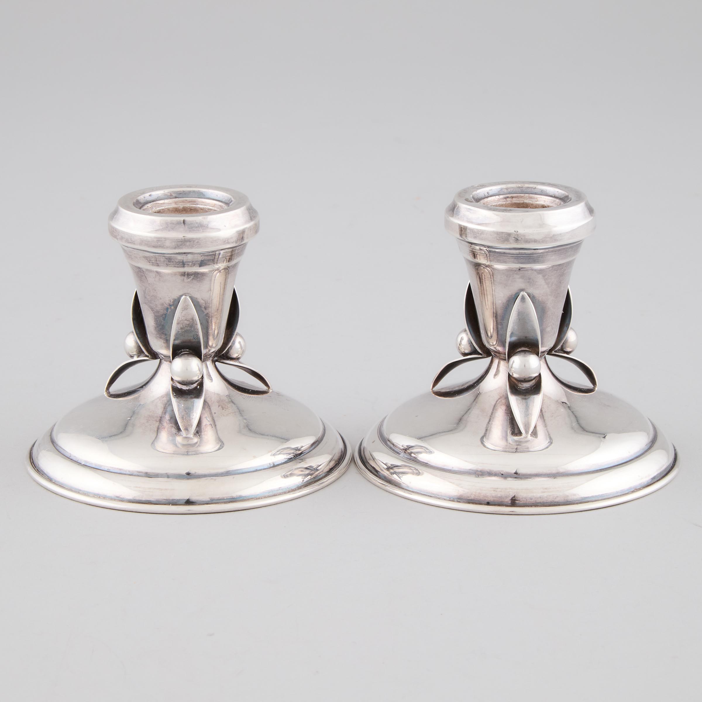 Pair of Canadian Silver Low Candlesticks,