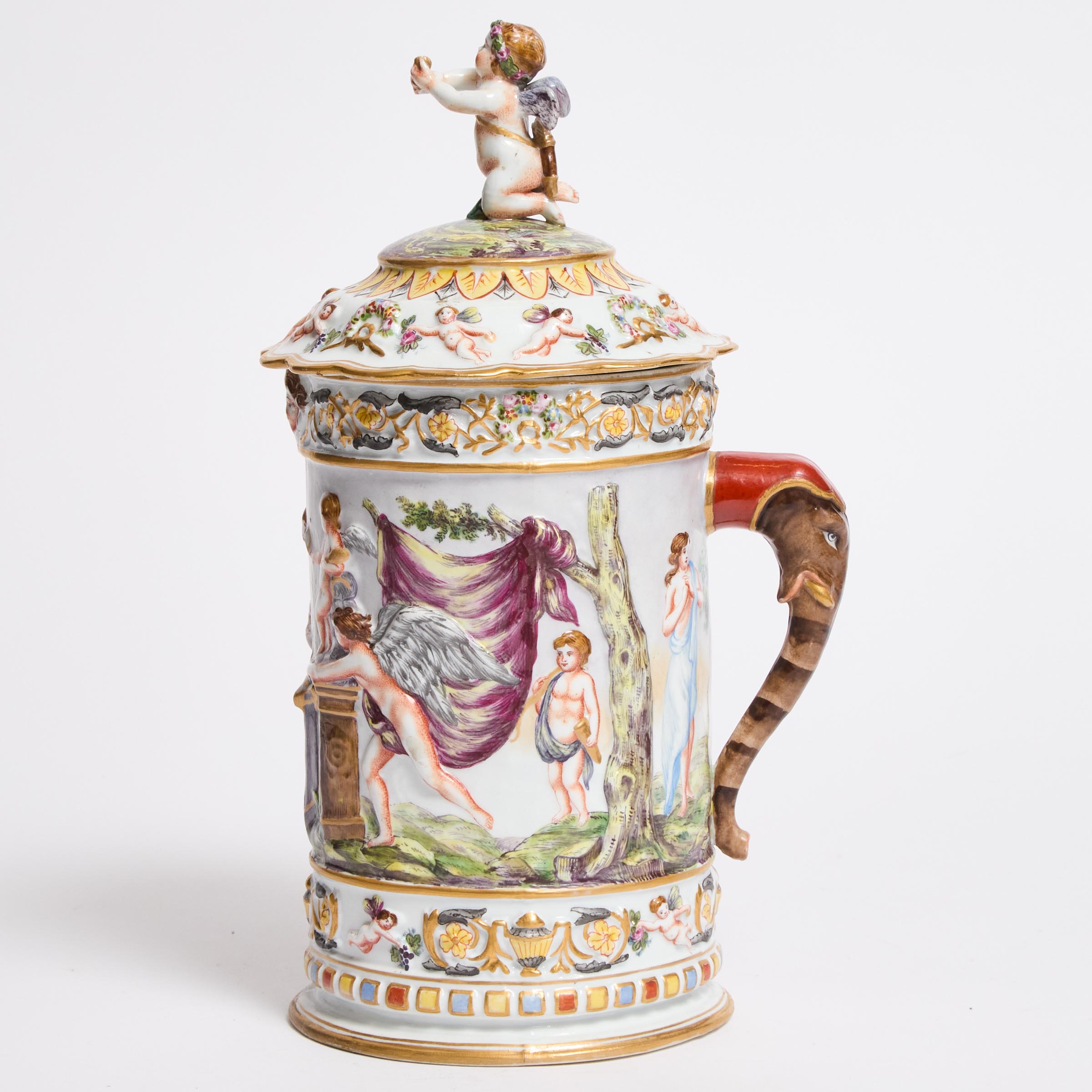'Naples' Porcelain Large Tankard,