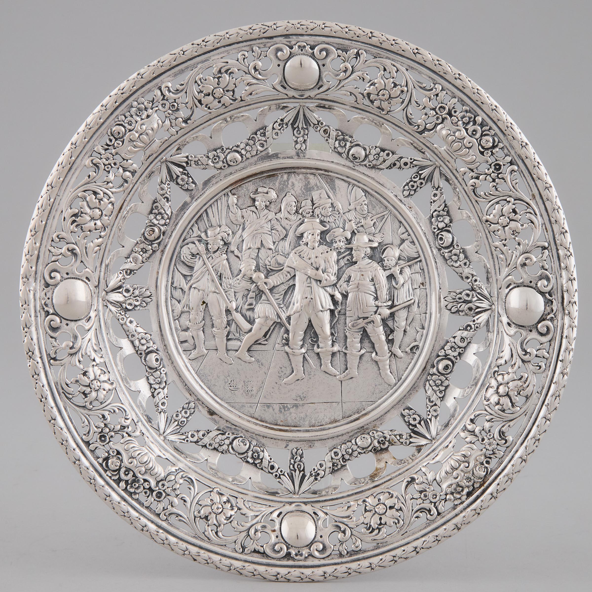 German Silver Pierced Circular Dish,