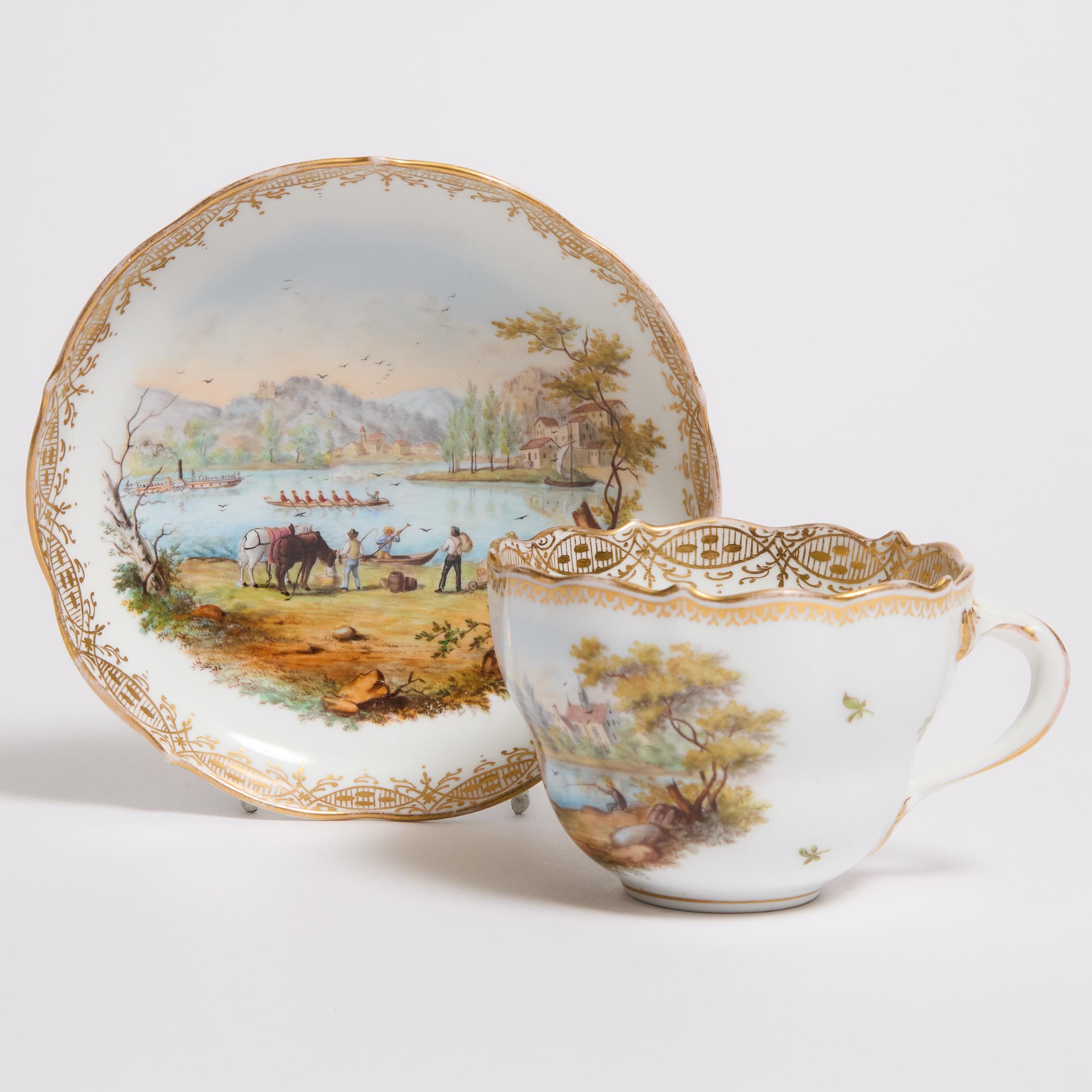 Meissen Cup and Saucer, late 19th century