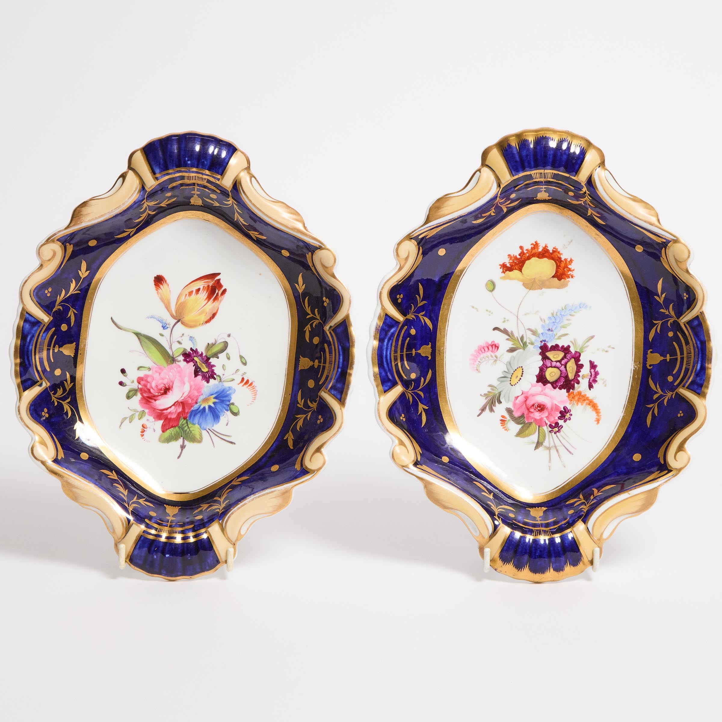 Pair of Machin Floral Painted Dishes,