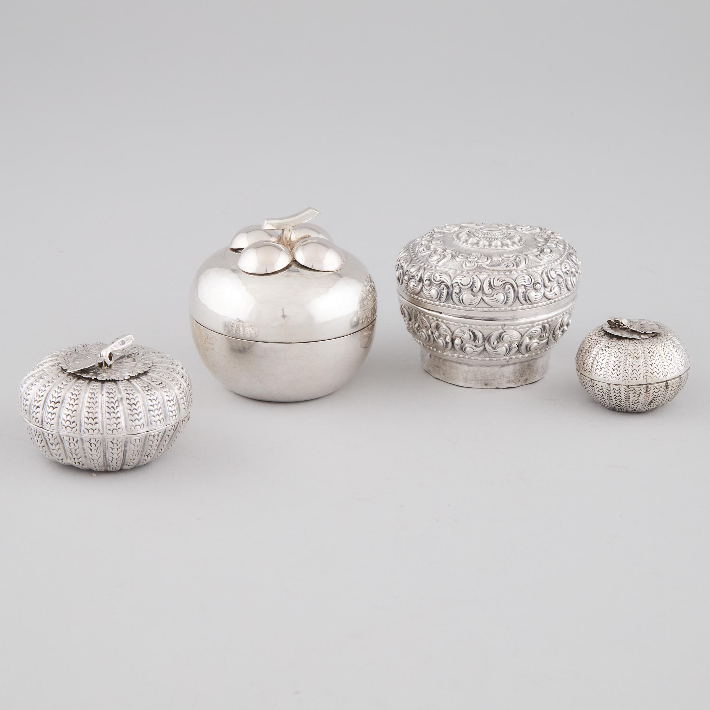 Four Southeast Asian Silver Boxes,