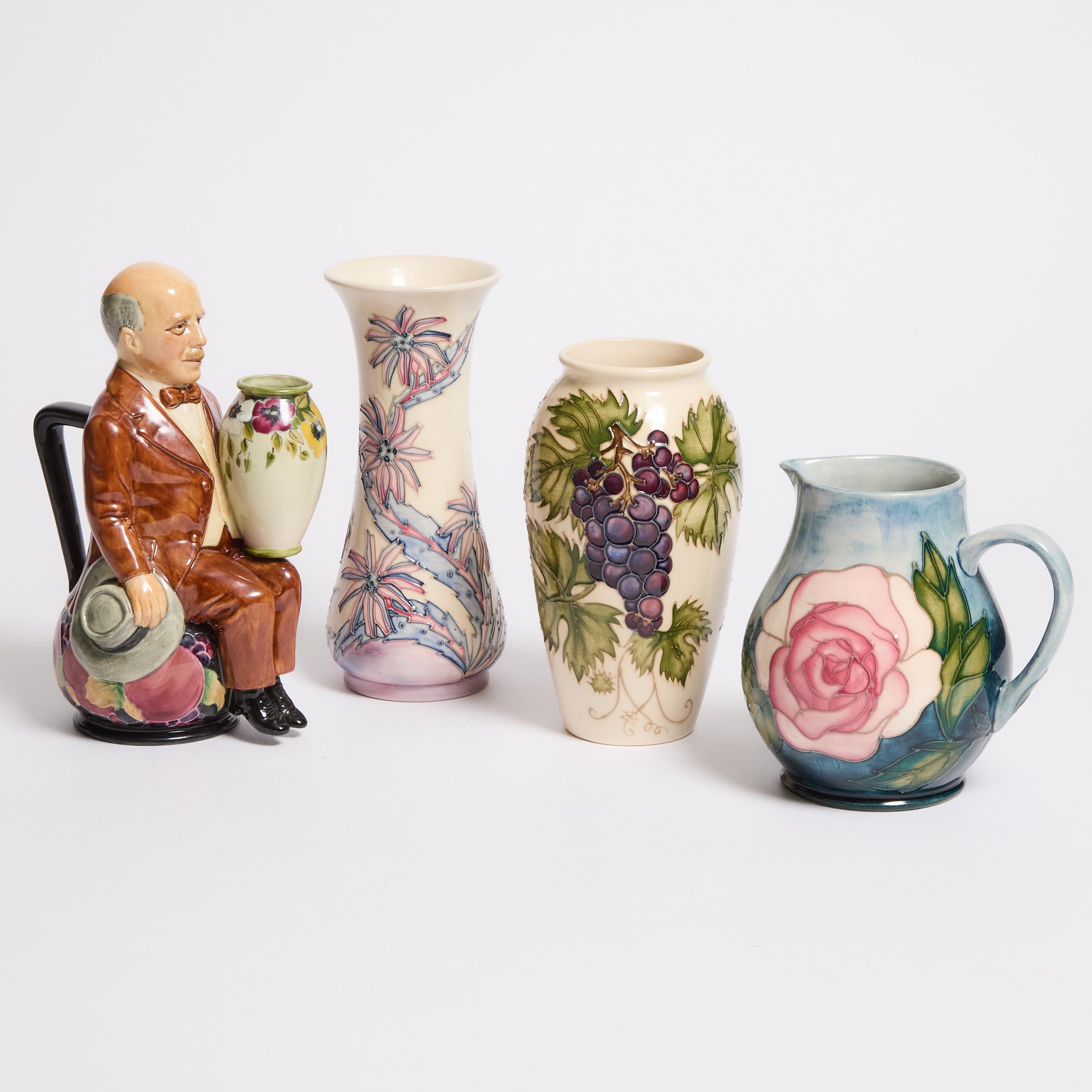 Two Moorcroft Vases, Pitcher, and