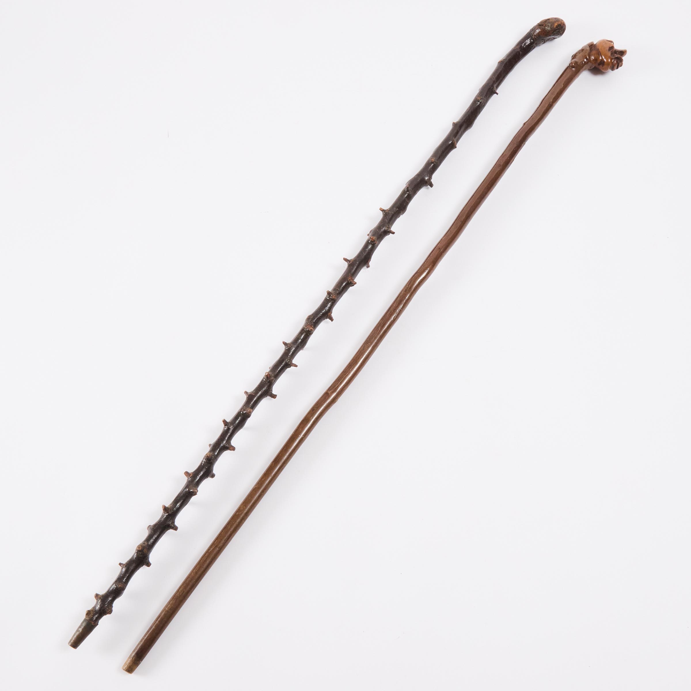 Two Irish Blackthorn Walking Sticks,