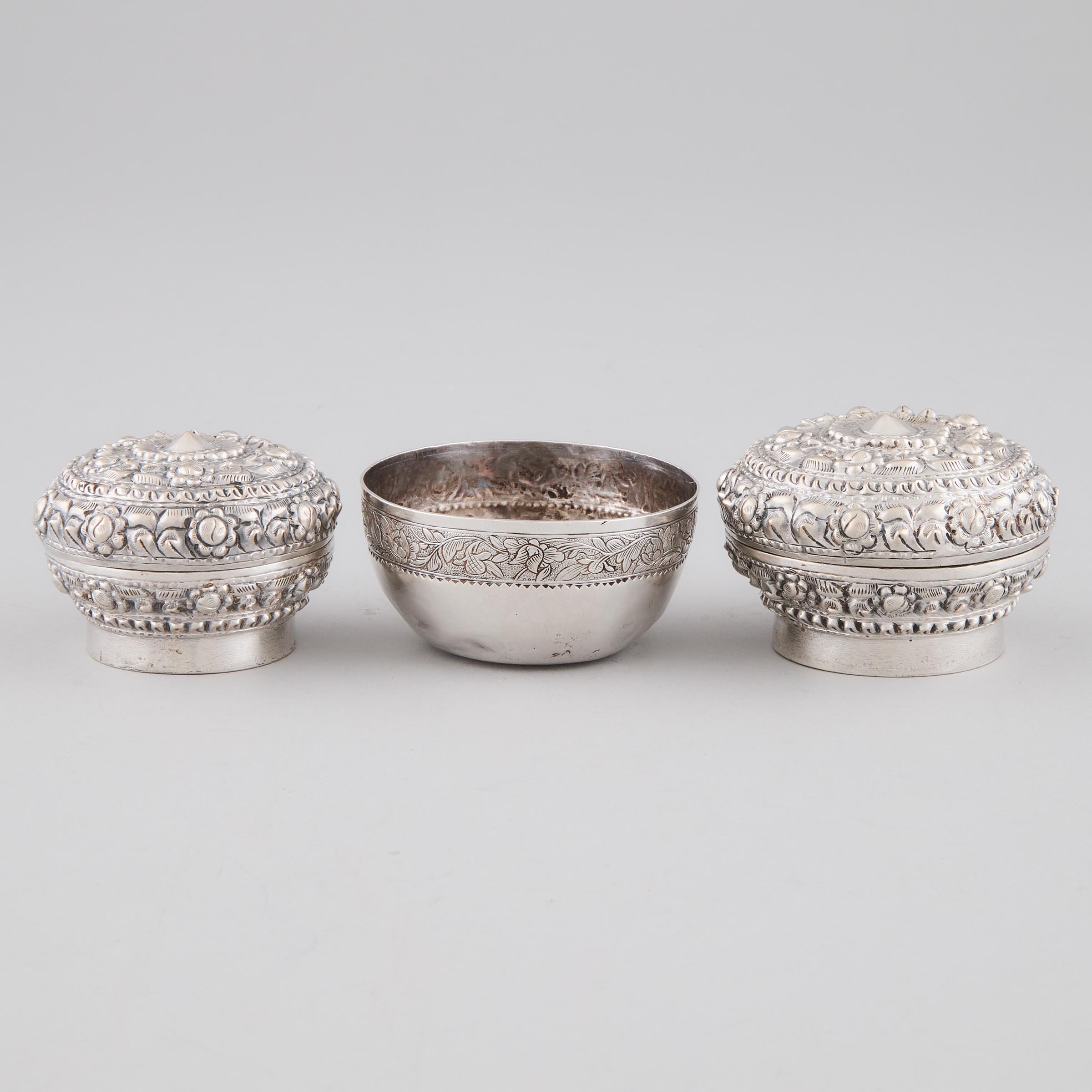 Two Chinese Export Silver Boxes