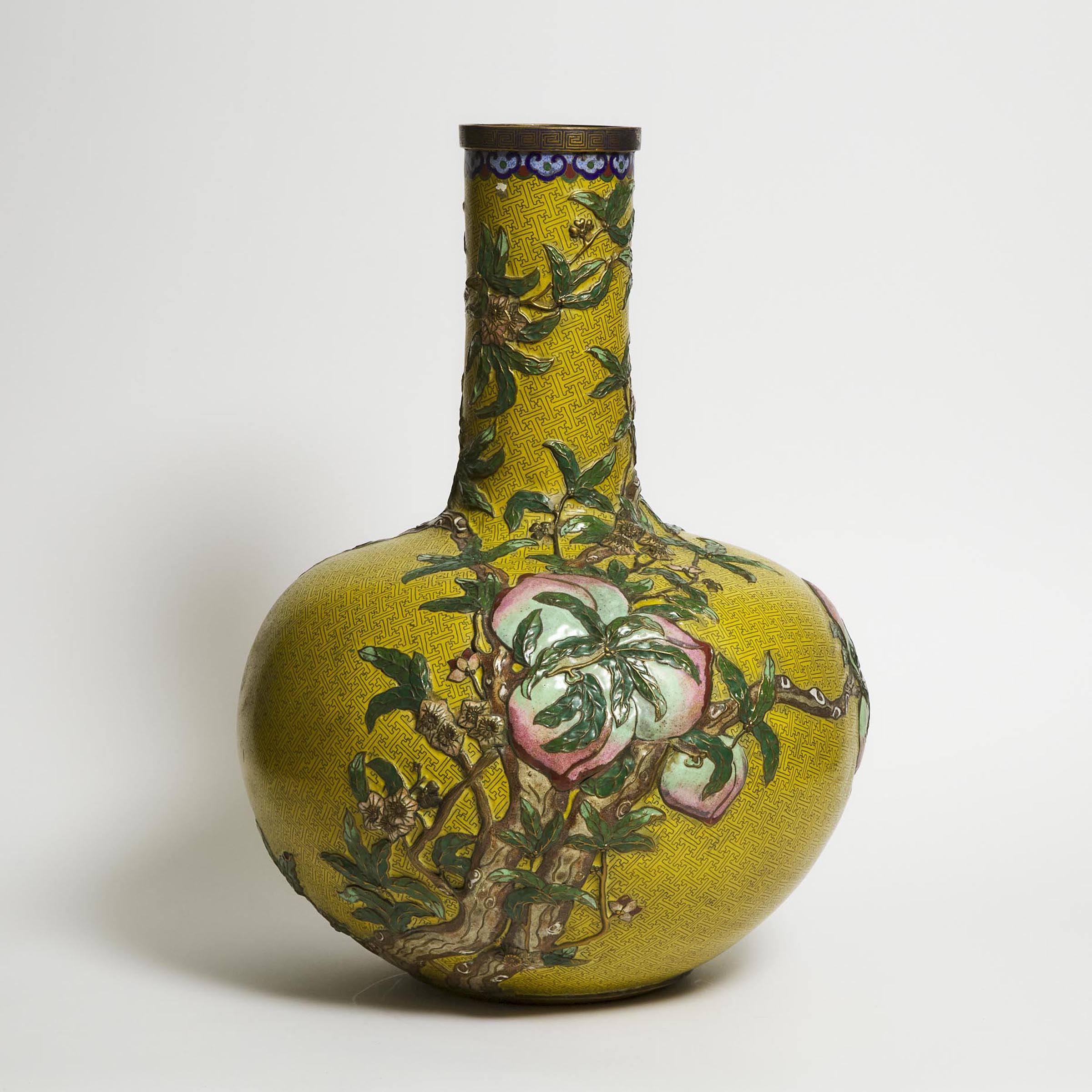 A Large Yellow-Ground Cloisonné