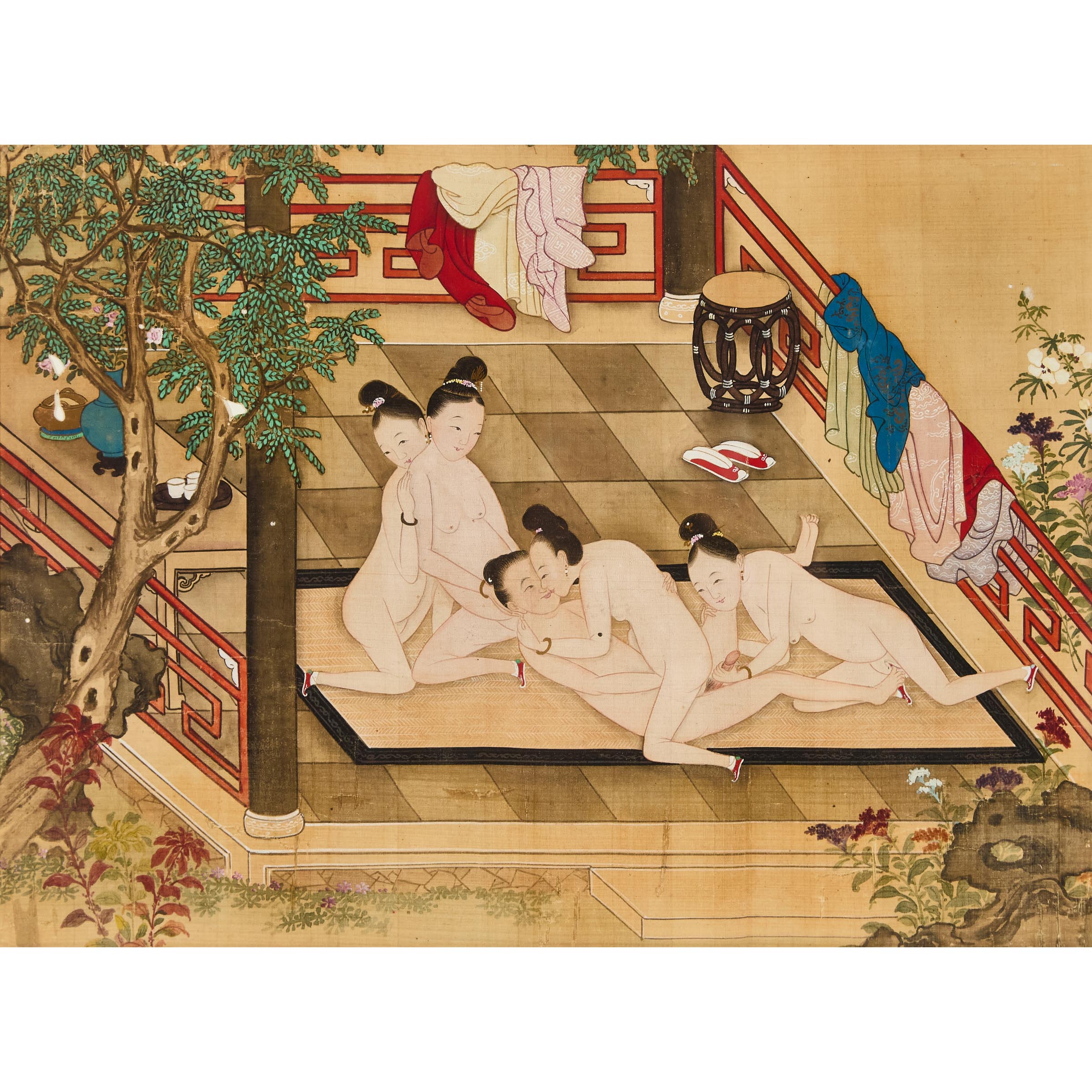 Chinese School, Erotic Scene Depicting