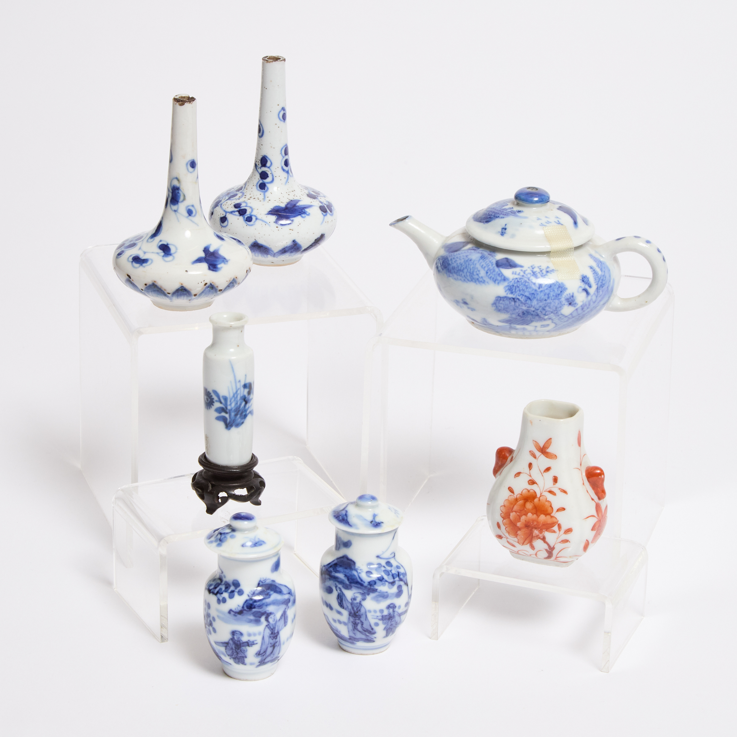 A Group of Seven Miniature Porcelain