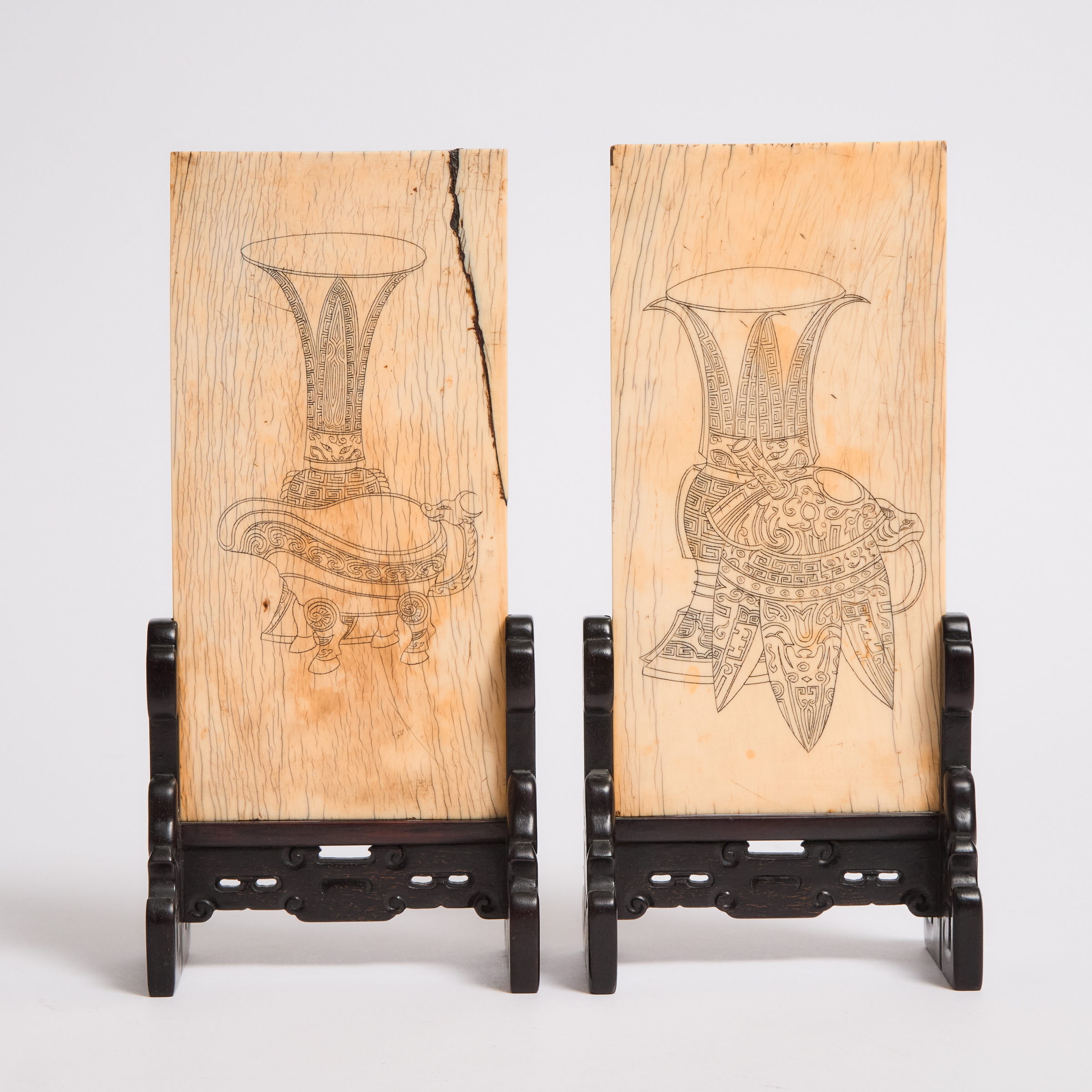 Two Ivory Table Screens, Kangxi