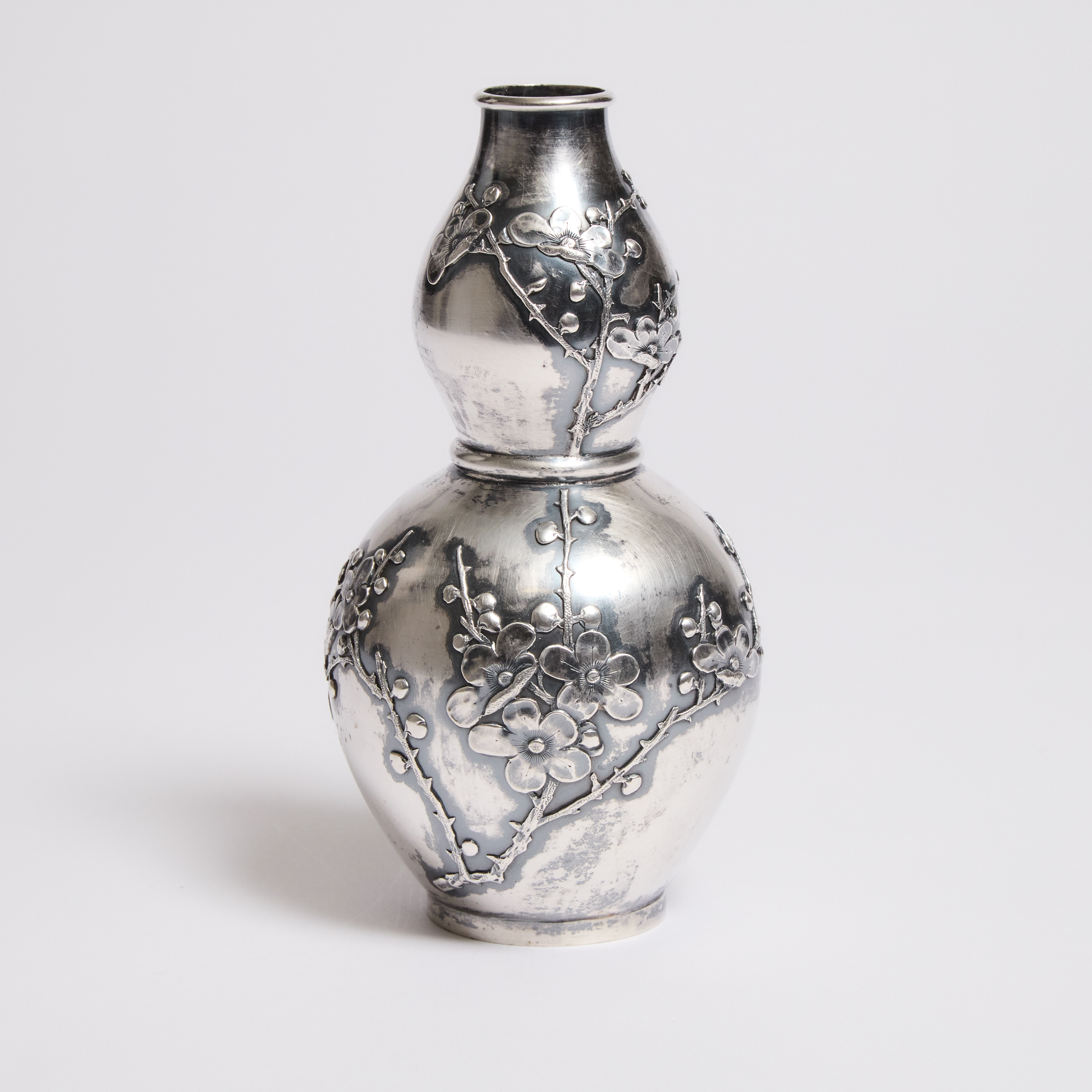 A Chinese Export Silver Double-Gourd