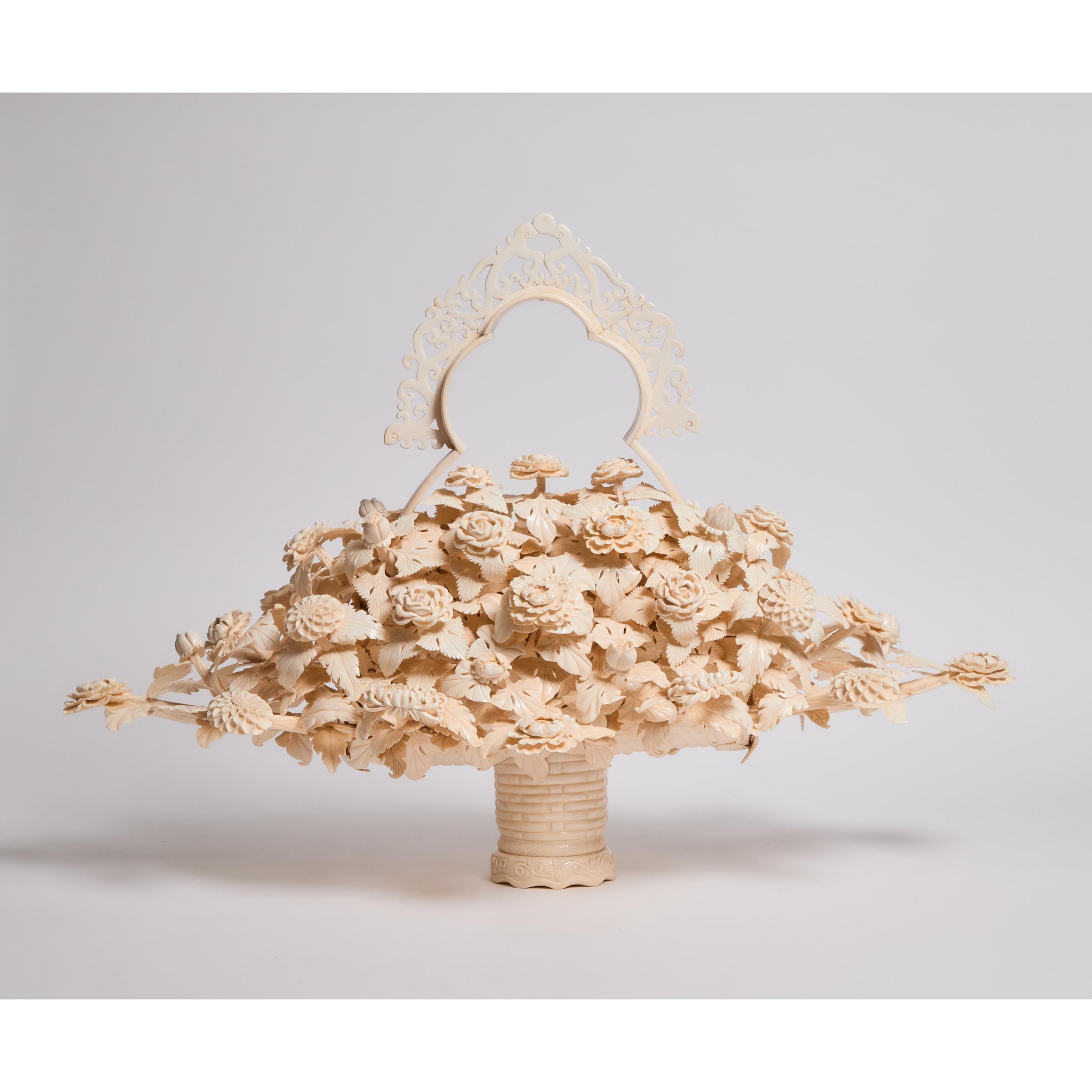A Large Ivory Carved Flower Arrangement,